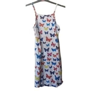 Girls Butterfly Print Sundress Size 8-9Y Summer Dress Whimsical Colorful Nature